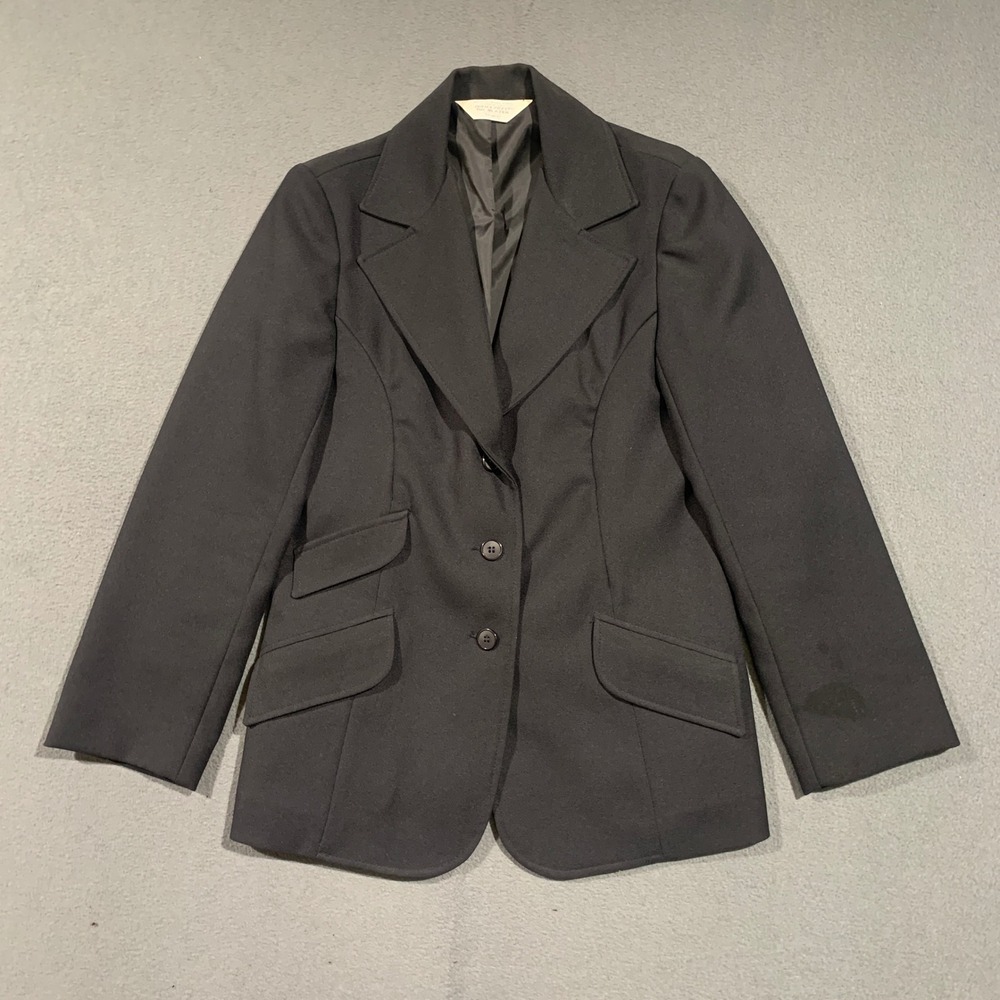 Vintage Sears The Blazer Perma Prest Black Wool Blend Blazer Jacket Womens Small